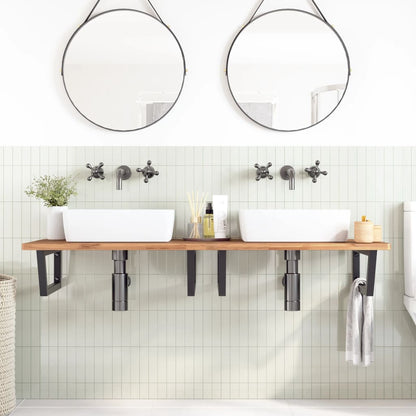 Reggimensole per Lavabo 2 pz Nere Trapezio in Acciaio | homemem39