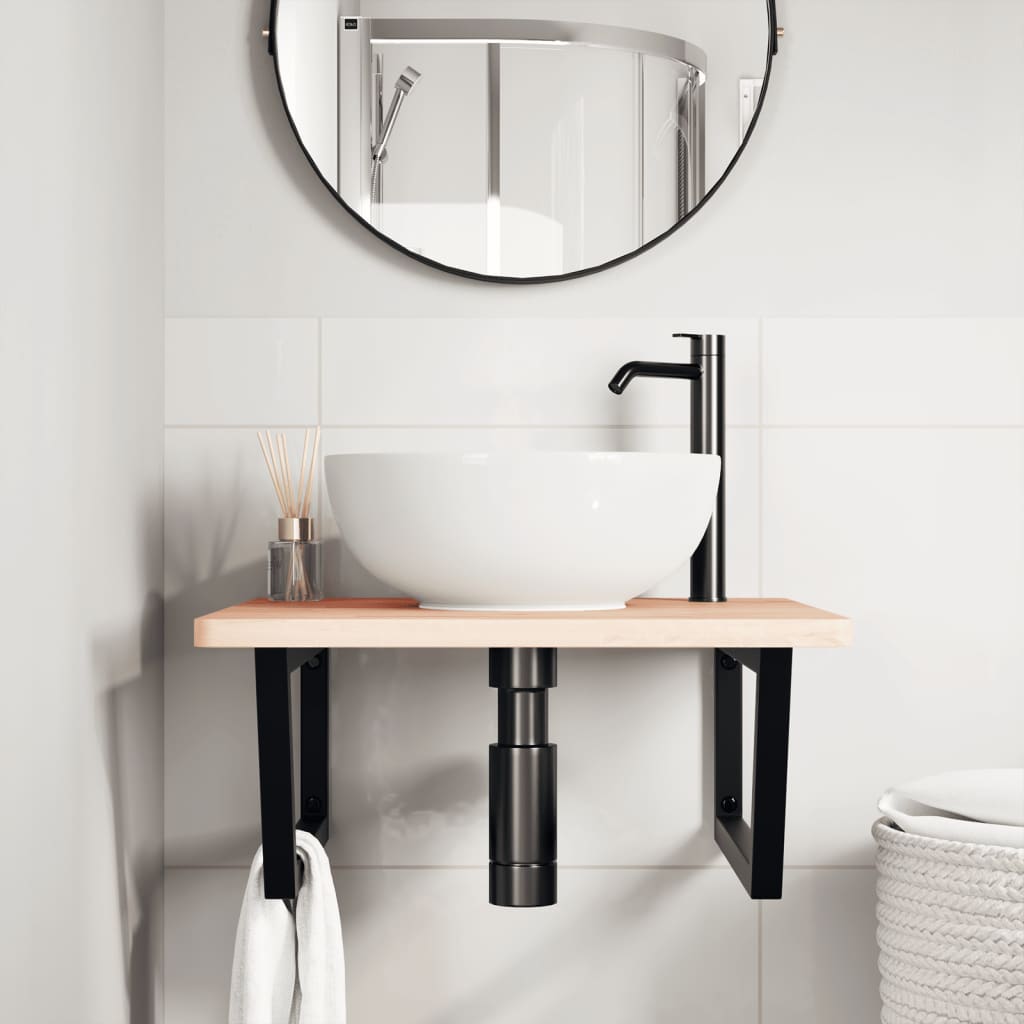 Reggimensole per Lavabo 2 pz Nere Trapezio in Acciaio | homemem39