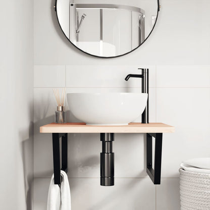 Reggimensole per Lavabo 2 pz Nere Trapezio in Acciaio | homemem39