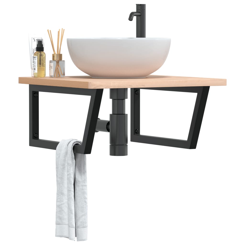 Reggimensole per Lavabo 2 pz Nere Trapezio in Acciaio | homemem39