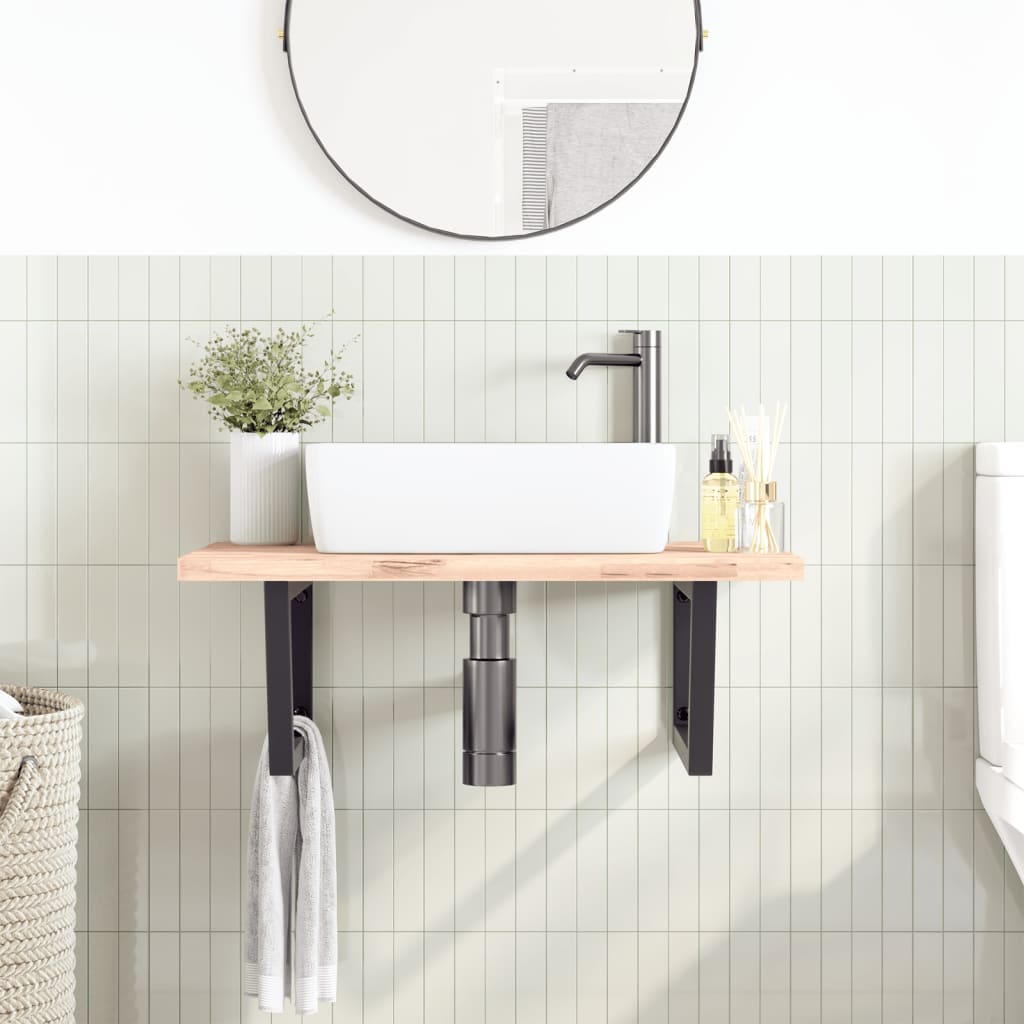 Reggimensole per Lavabo 2 pz Nere Trapezio in Acciaio | homemem39