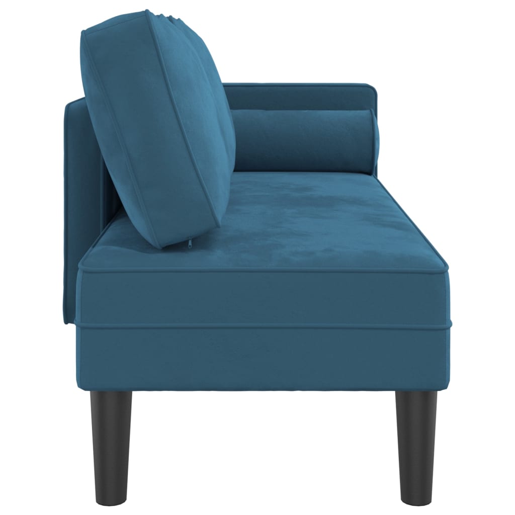 Chaise Longue con Cuscini Blu in Velluto