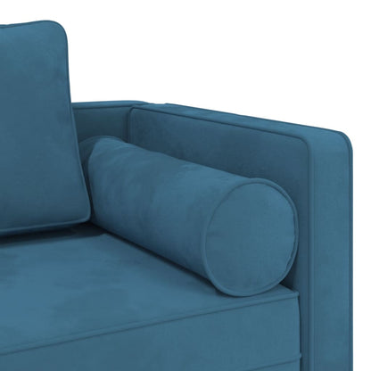 Chaise Longue con Cuscini Blu in Velluto