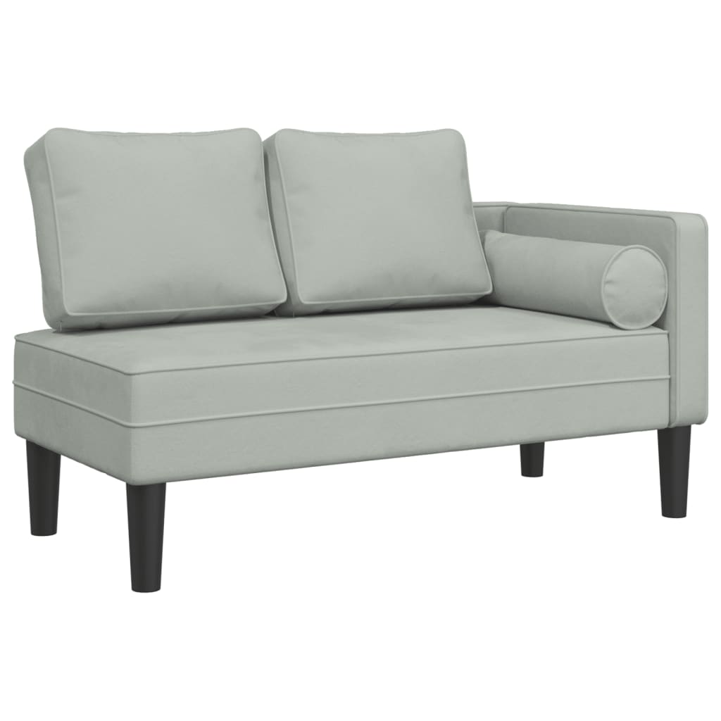 Chaise Longue con Cuscini Grigio Chiaro in Velluto