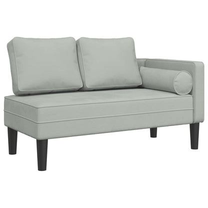 Chaise Longue con Cuscini Grigio Chiaro in Velluto