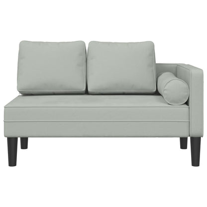 Chaise Longue con Cuscini Grigio Chiaro in Velluto