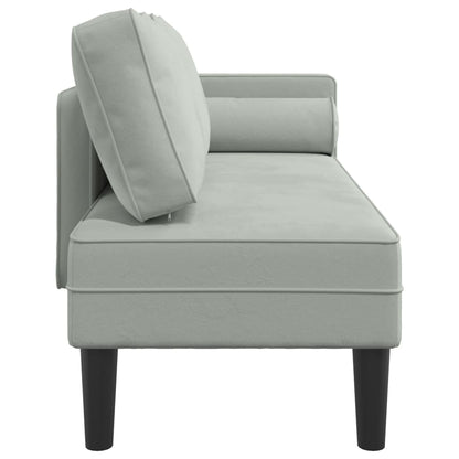 Chaise Longue con Cuscini Grigio Chiaro in Velluto