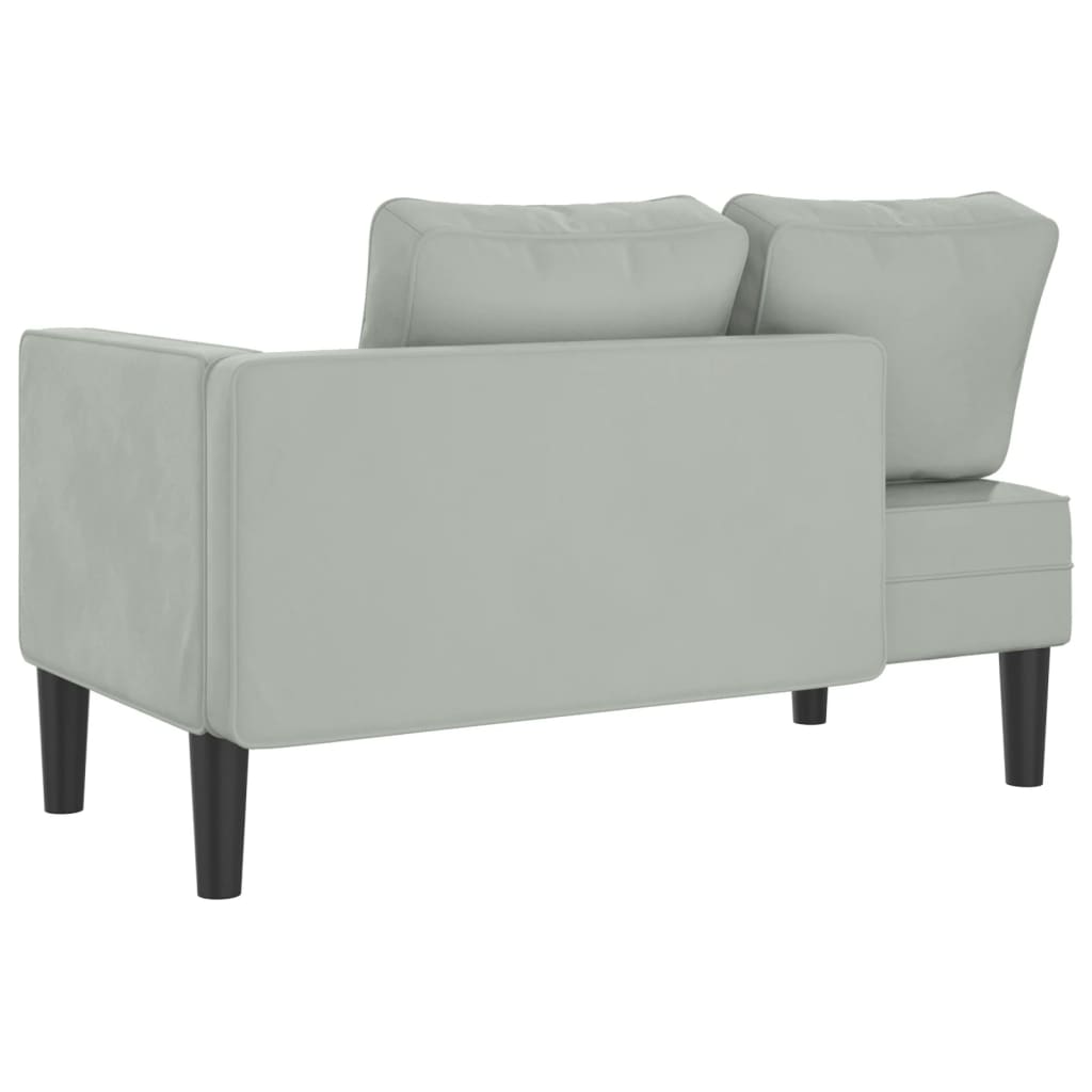 Chaise Longue con Cuscini Grigio Chiaro in Velluto