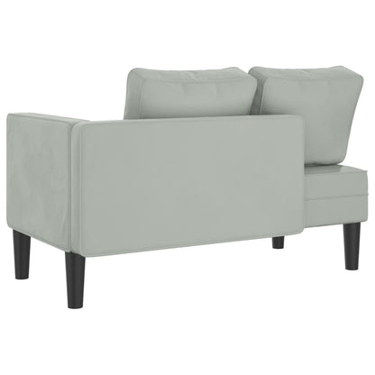 Chaise Longue con Cuscini Grigio Chiaro in Velluto