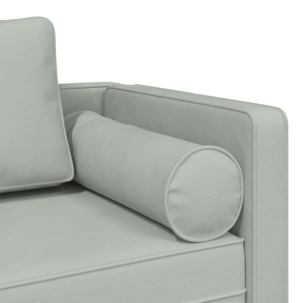 Chaise Longue con Cuscini Grigio Chiaro in Velluto