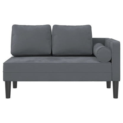 Chaise Longue con Cuscini Grigio Scuro in Velluto