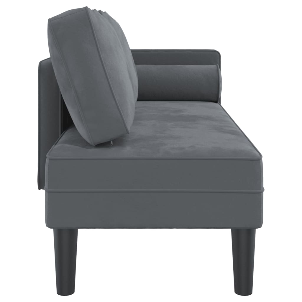 Chaise Longue con Cuscini Grigio Scuro in Velluto