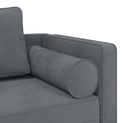 Chaise Longue con Cuscini Grigio Scuro in Velluto