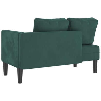 Chaise Longue con Cuscini Verde Scuro in Velluto