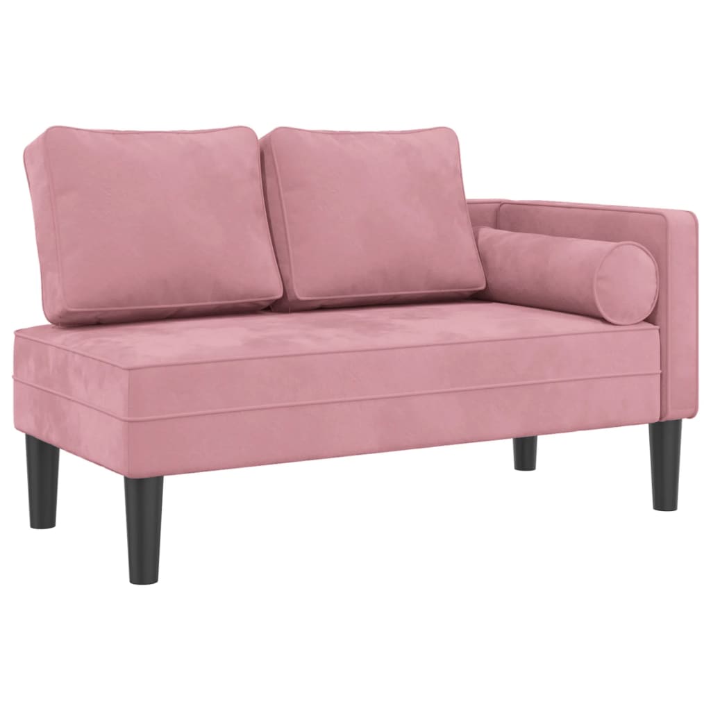 Chaise Lounge con Cuscini Rosa in Velluto