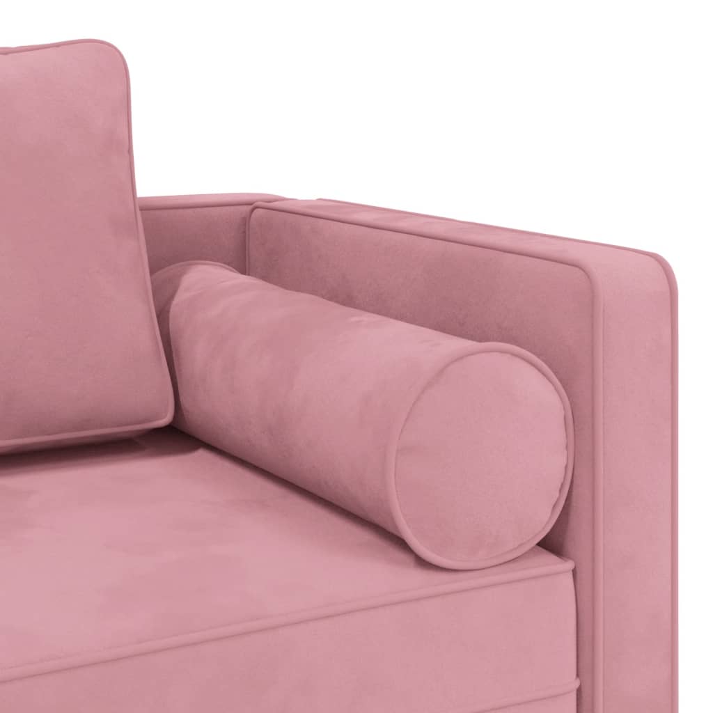 Chaise Lounge con Cuscini Rosa in Velluto