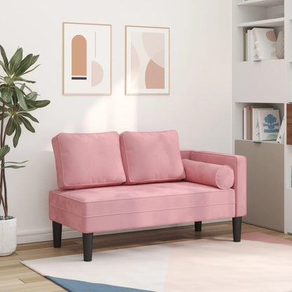 Chaise Lounge con Cuscini Rosa in Velluto