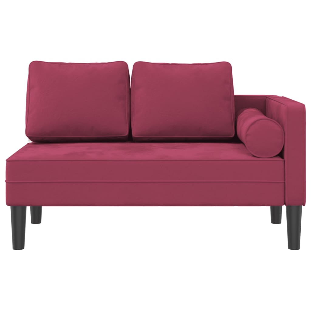 Chaise Lounge con Cuscini Rosso Vino in Velluto