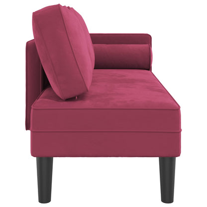 Chaise Lounge con Cuscini Rosso Vino in Velluto