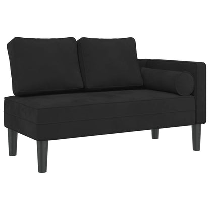 Chaise Lounge con Cuscini Nero in Velluto