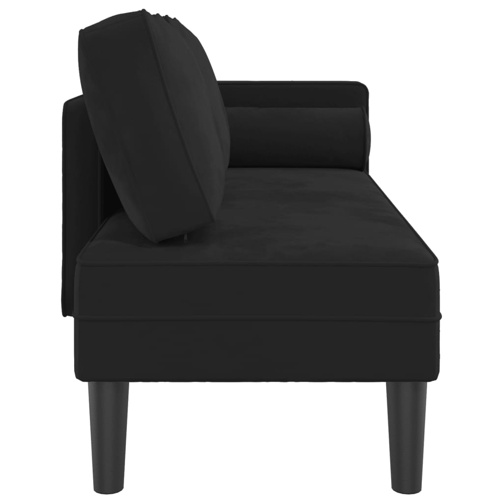 Chaise Lounge con Cuscini Nero in Velluto | homemem39