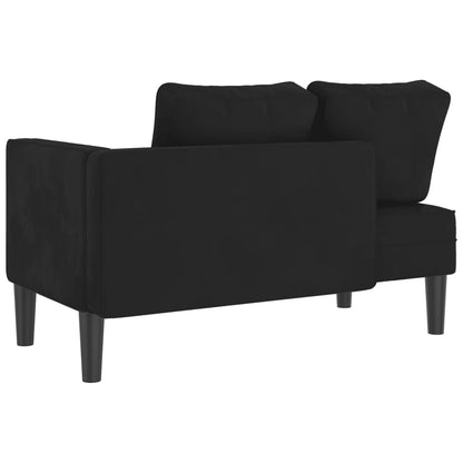 Chaise Lounge con Cuscini Nero in Velluto