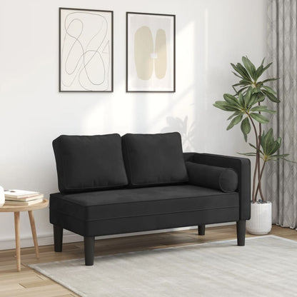 Chaise Lounge con Cuscini Nero in Velluto | homemem39