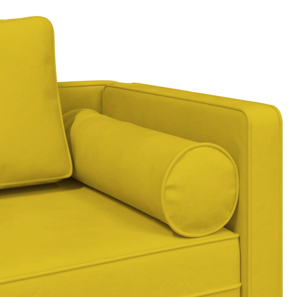 Chaise Longue con Cuscini Giallo in Velluto