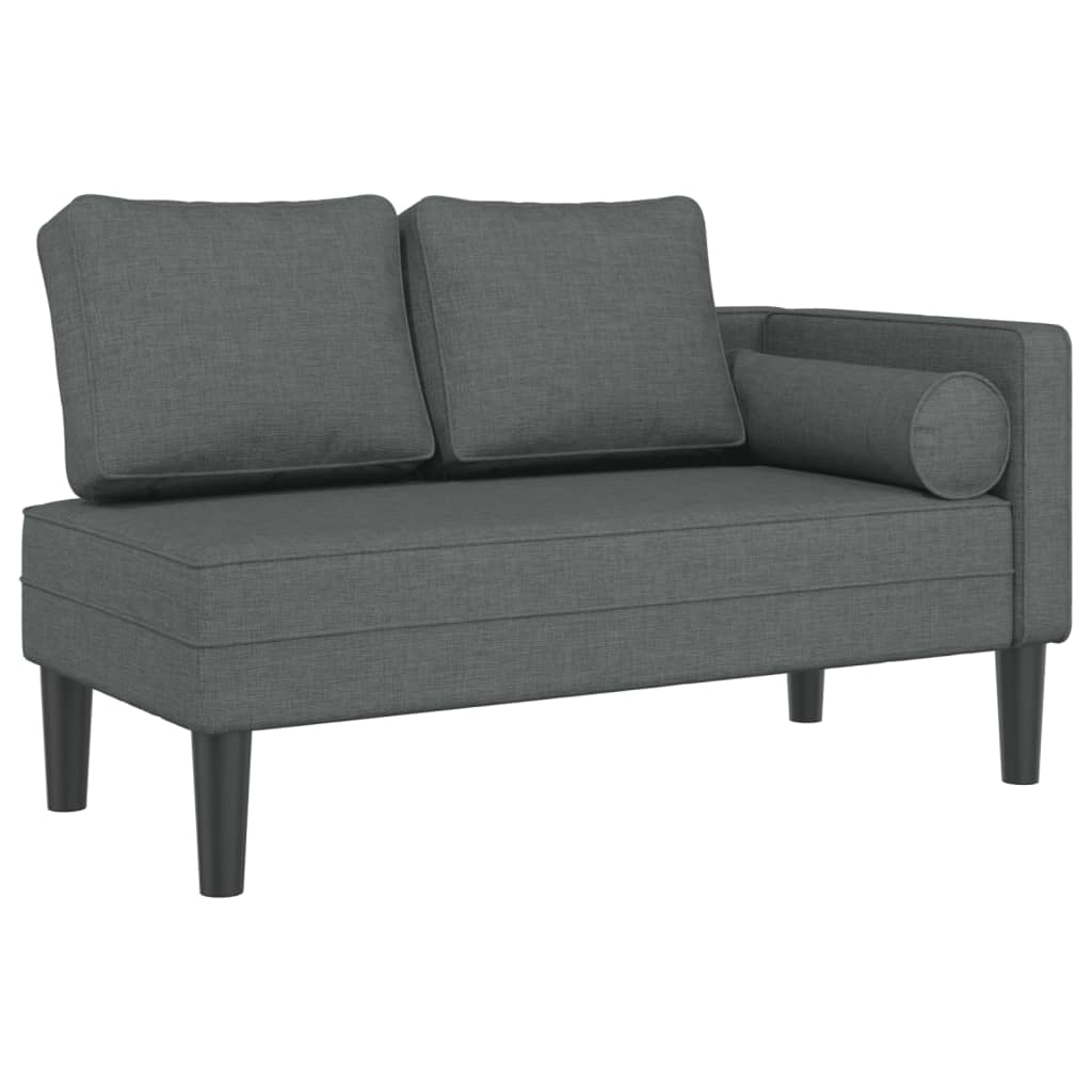 Chaiselongue mit dunkelgrauen Stoffkissen