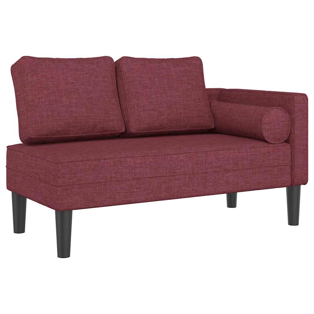 Chaise Lounge con Cuscini Rosso Vino in Tessuto | homemem39