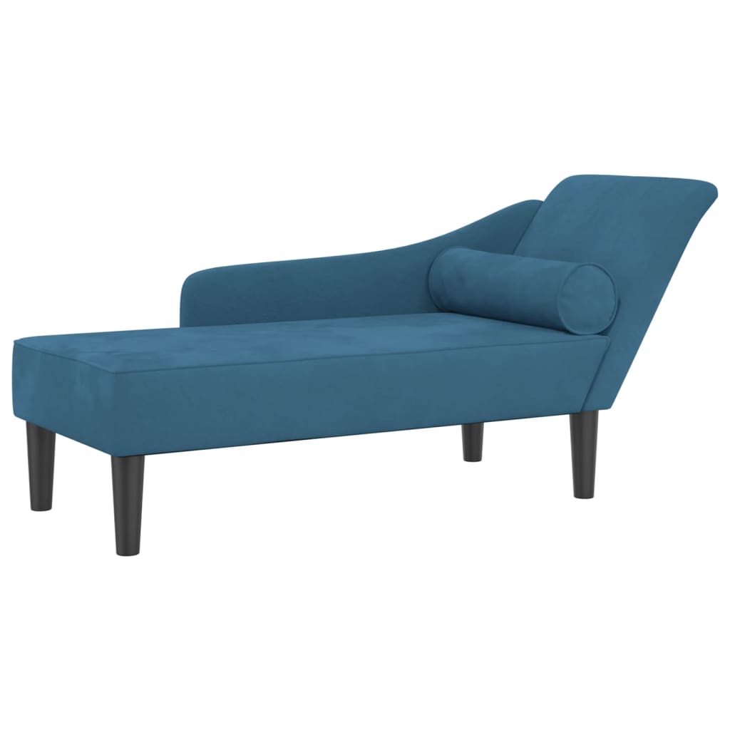 Chaise Longue con Cuscini Blu in Velluto - homemem39