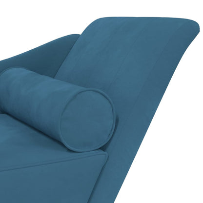 Chaise Longue con Cuscini Blu in Velluto - homemem39