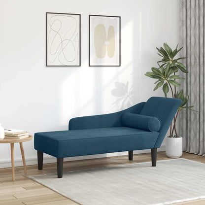 Chaise Longue con Cuscini Blu in Velluto | homemem39