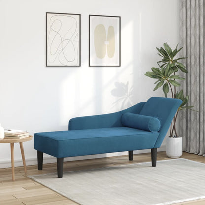 Chaise Longue con Cuscini Blu in Velluto - homemem39
