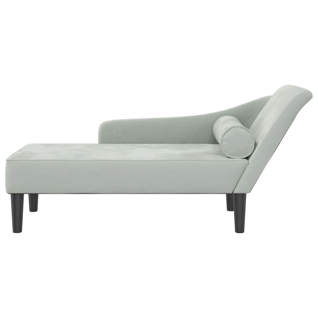 Chaise Longue con Cuscini Grigio Chiaro in Velluto - homemem39