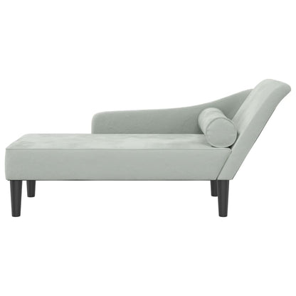 Chaise Longue con Cuscini Grigio Chiaro in Velluto - homemem39