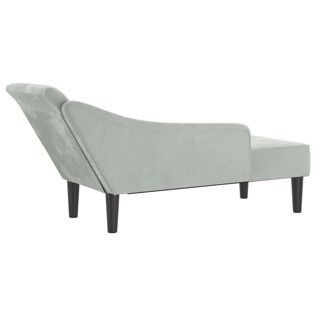 Chaise Longue con Cuscini Grigio Chiaro in Velluto - homemem39
