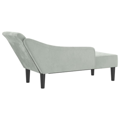 Chaise Longue con Cuscini Grigio Chiaro in Velluto - homemem39