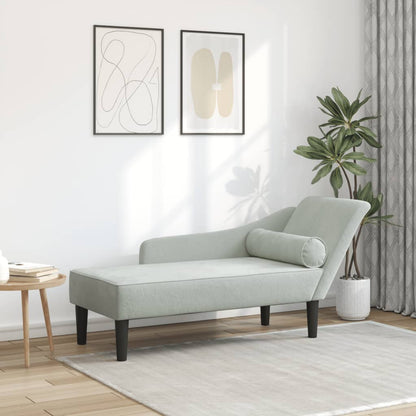 Chaise Longue con Cuscini Grigio Chiaro in Velluto - homemem39