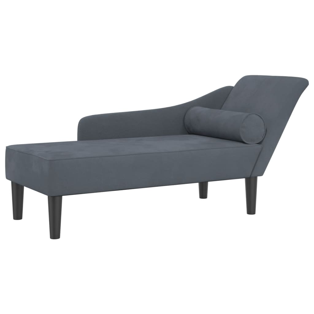 Chaise Longue con Cuscini Grigio Scuro in Velluto - homemem39