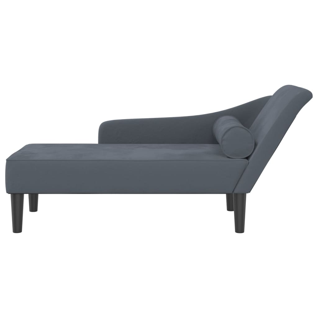 Chaise Longue con Cuscini Grigio Scuro in Velluto - homemem39