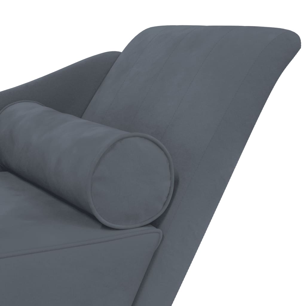 Chaise Longue con Cuscini Grigio Scuro in Velluto - homemem39