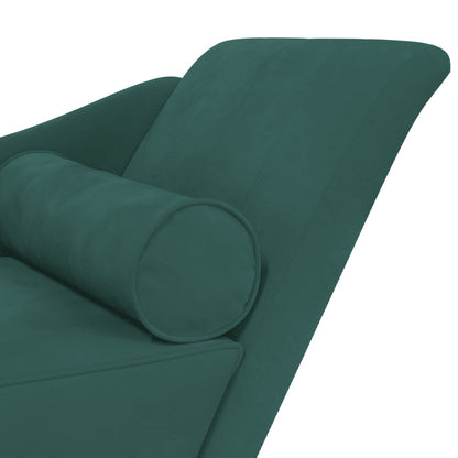 Chaise Longue con Cuscini Verde Scuro in Velluto