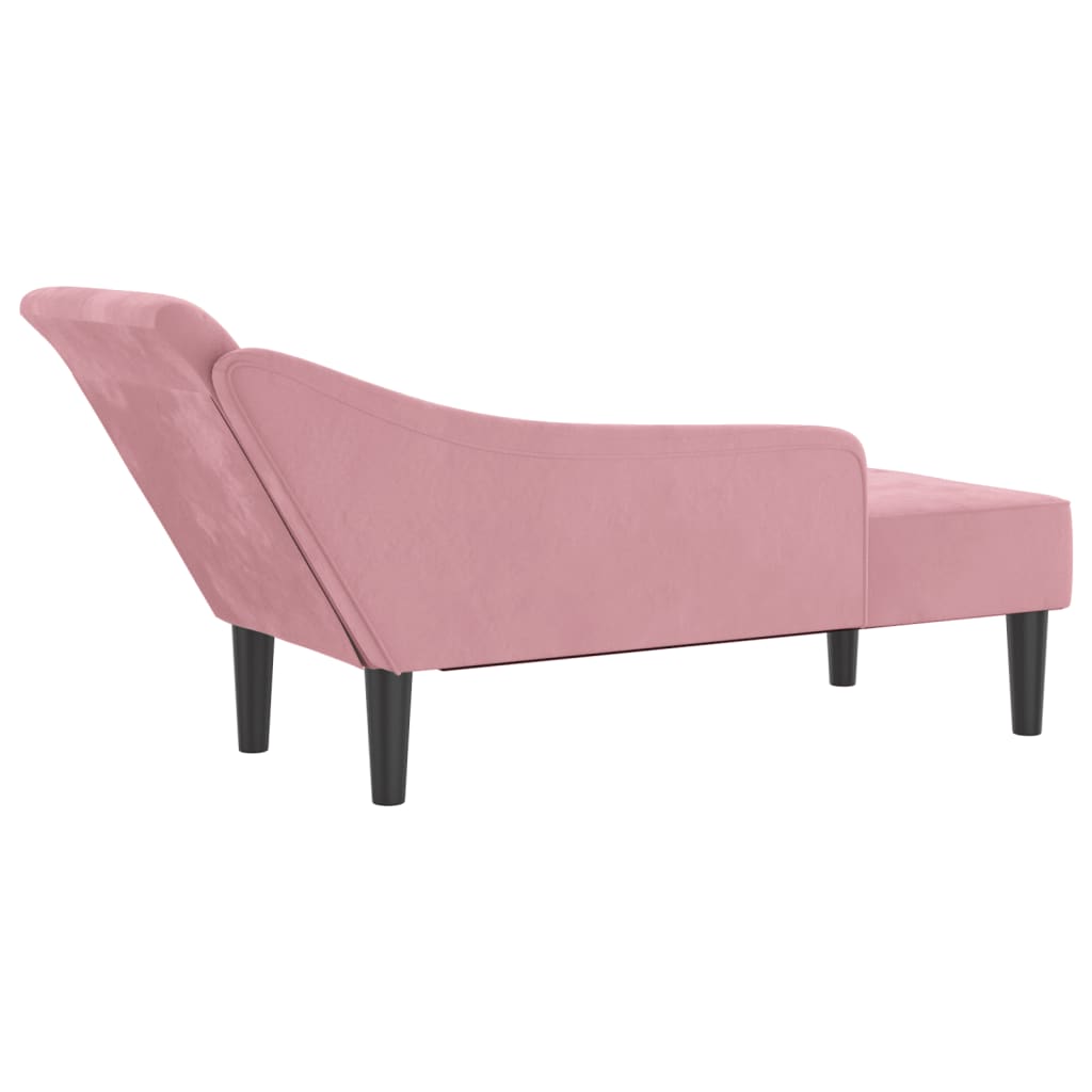 Chaise Lounge con Cuscini Rosa in Velluto