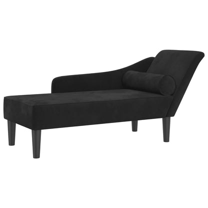 Chaise Lounge con Cuscini Nero in Velluto - homemem39
