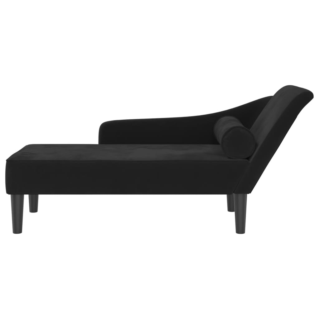 Chaise Lounge con Cuscini Nero in Velluto - homemem39