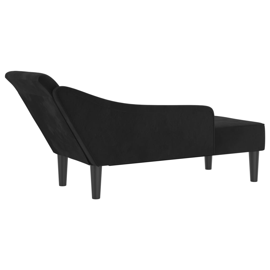 Chaise Lounge con Cuscini Nero in Velluto - homemem39