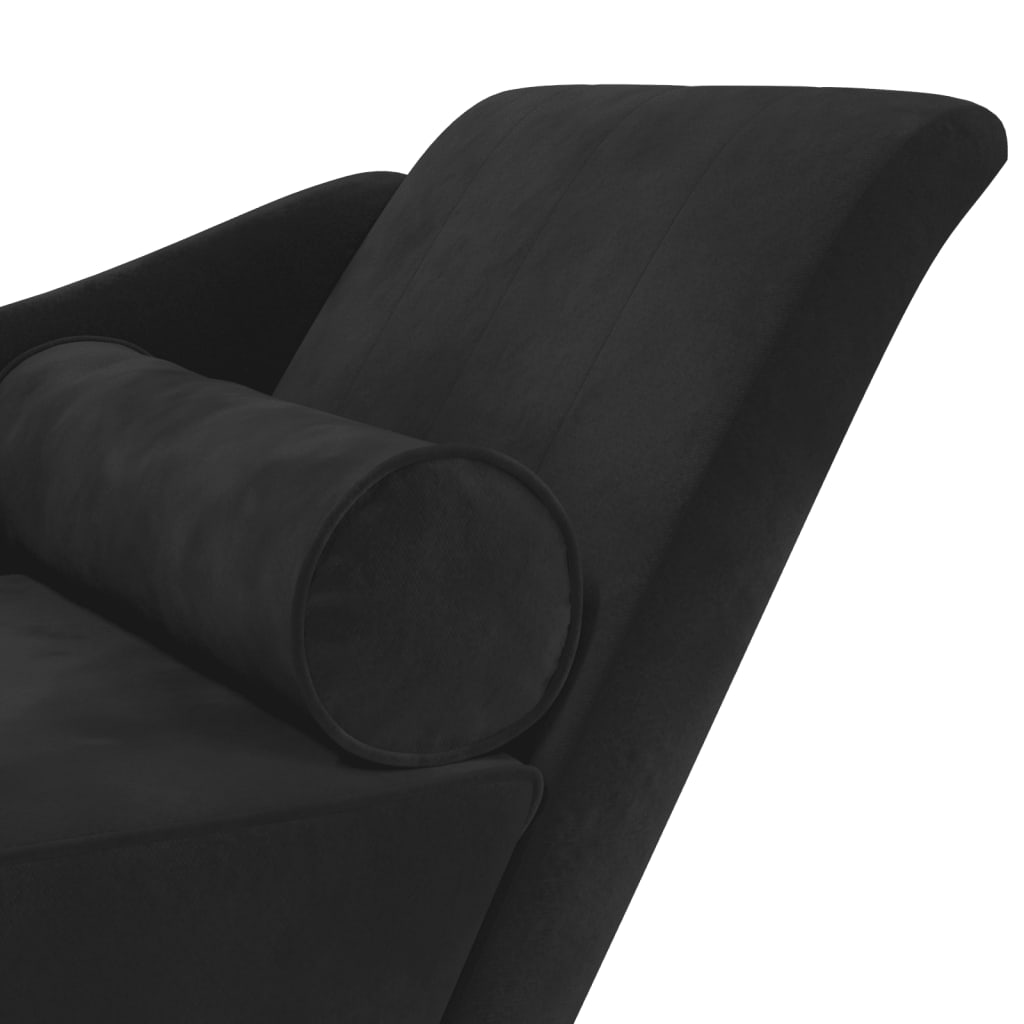Chaise Lounge con Cuscini Nero in Velluto - homemem39