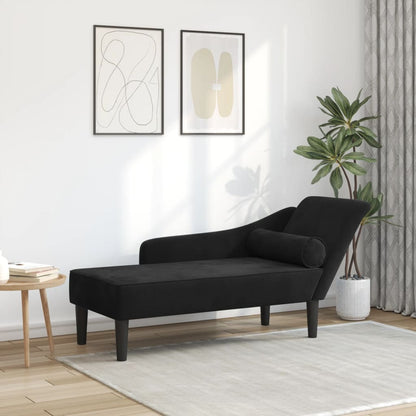 Chaise Lounge con Cuscini Nero in Velluto - homemem39