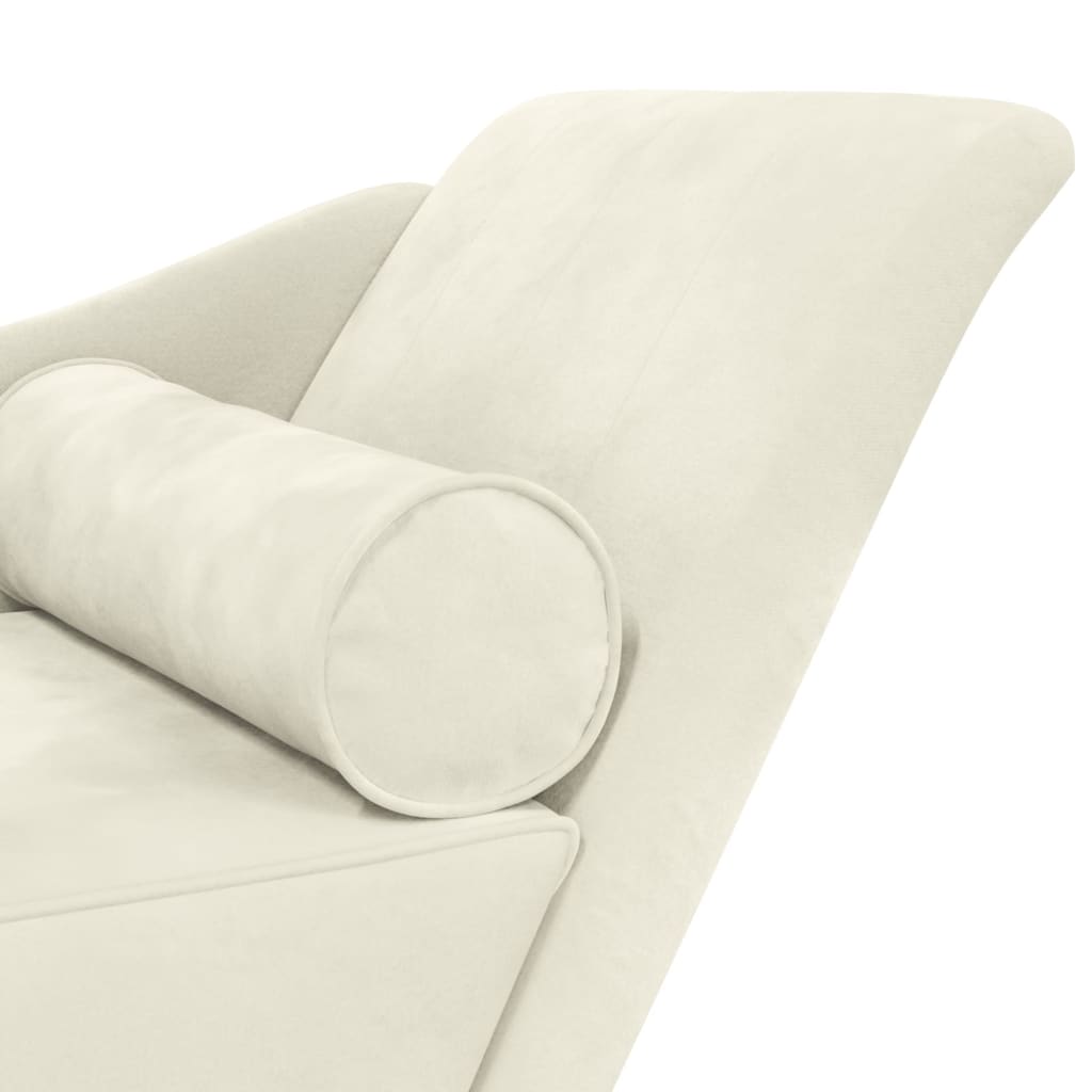 Chaise Longue con Cuscini Crema in Velluto